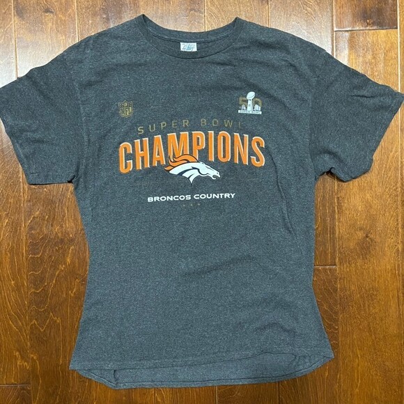 NFL Denver Broncos Super Bowl Champions Gray Orange Basic T-Shirt Men's Large - Picture 3 of 7